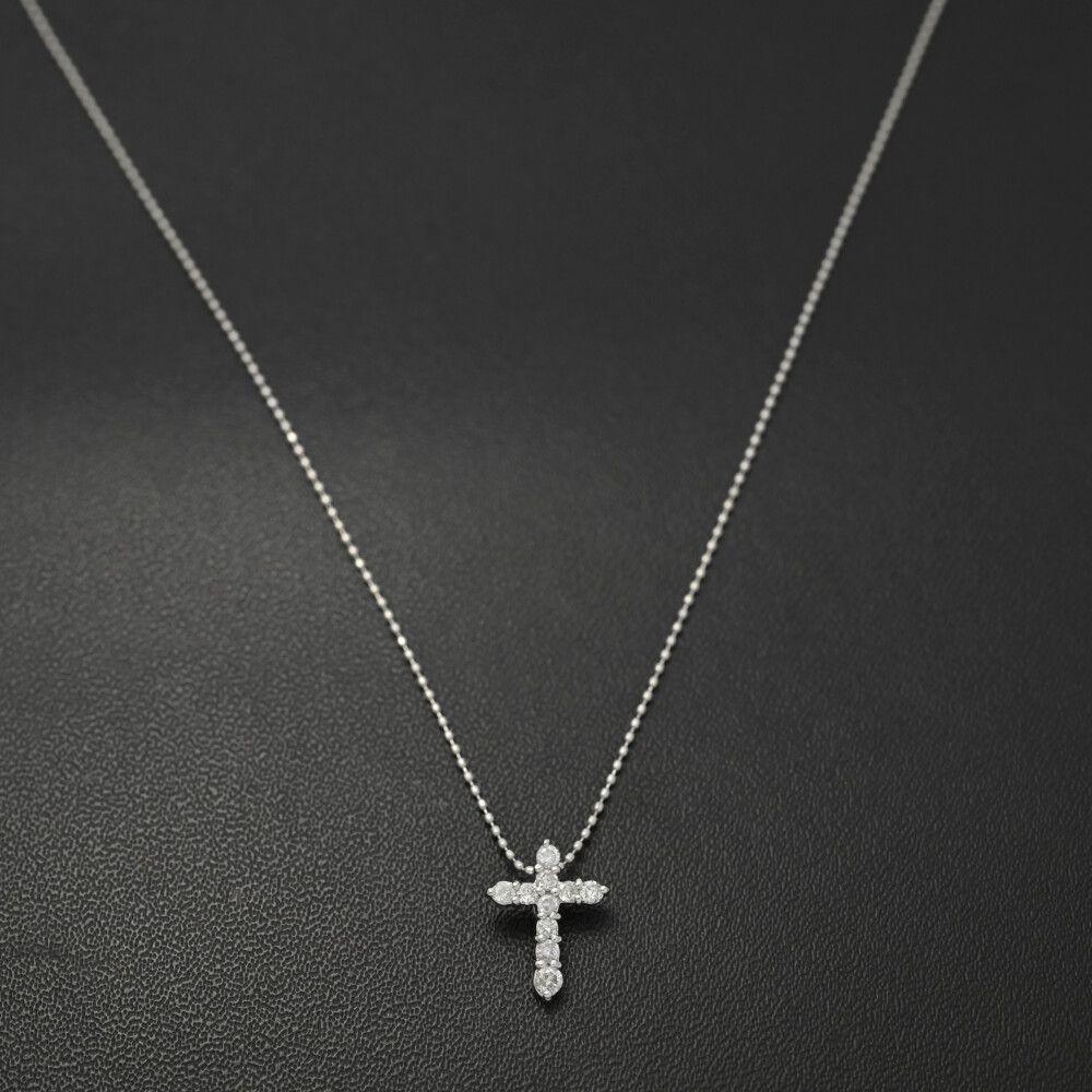 ダイヤモンド　クロス　0.3 pt900 pt850 ダイヤモンドプチネックレス Pt900 0.3ct Pt850 チェーン