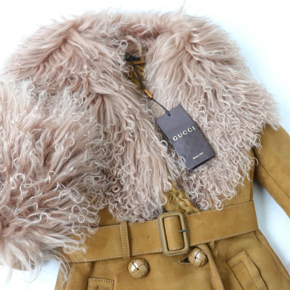 未使用品◇正規品 GUCCI グッチ 15AW 390098 ベルト付 羊革 ダブル 