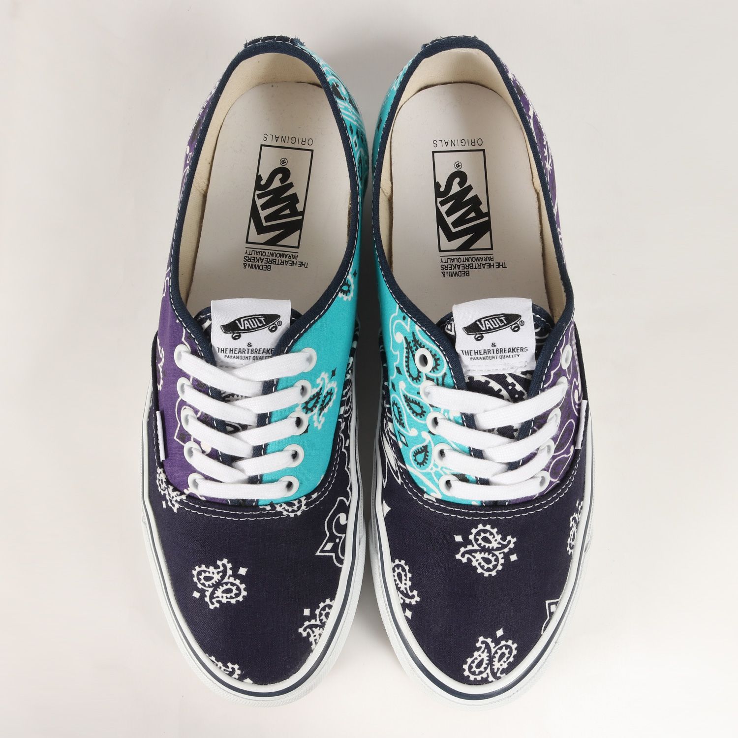 美品 BEDWIN ベドウィン サイズ:28.5cm 21SS VANS VAULT OG AUTHENTIC LX クレイジー ペイズリー柄 バンズ  ボルト オーセンティック ネイビー ブルー パープル US10.5 ローカット スニーカー コラボ靴/シューズ