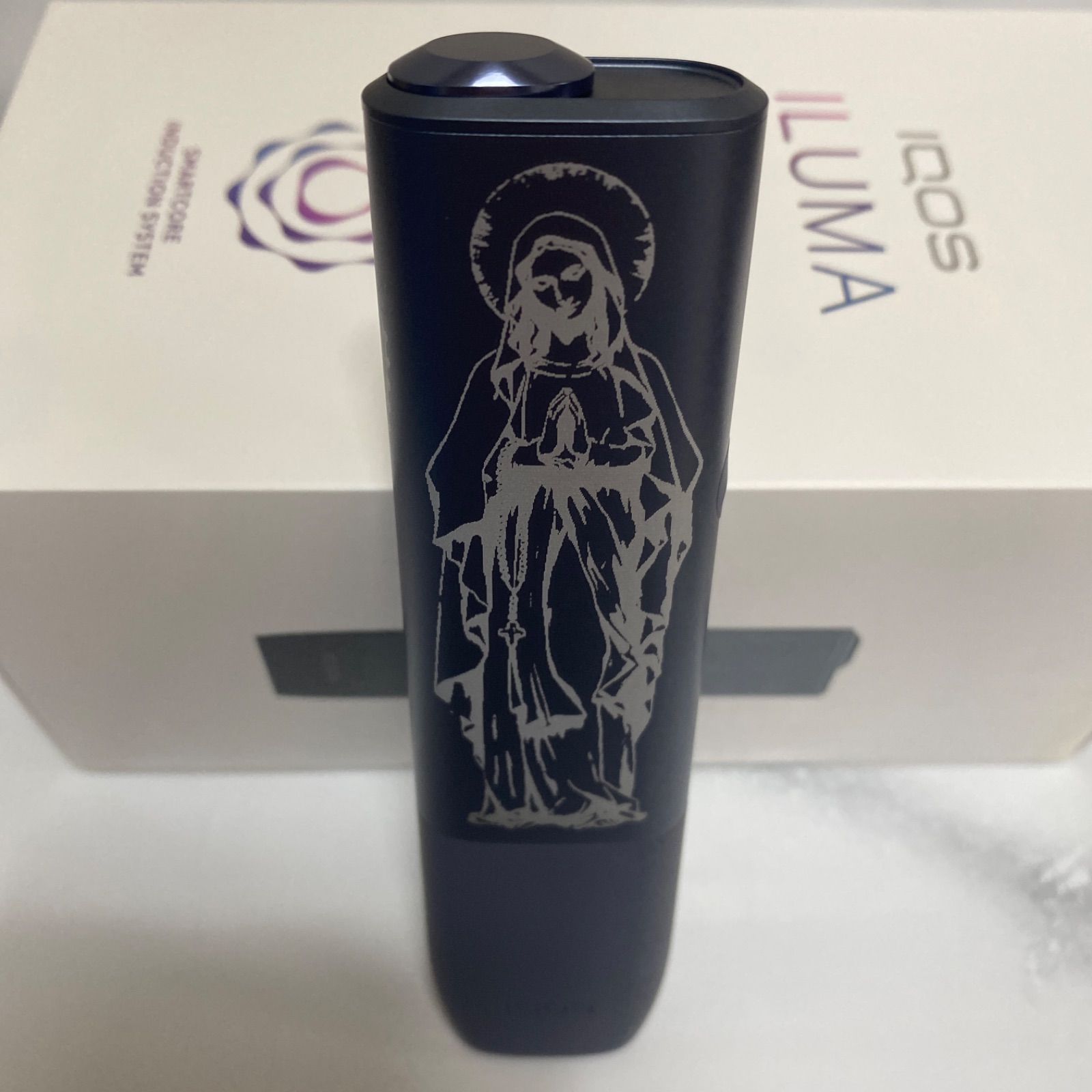 アイコス　イルマイ　ワン レザー加工祈り手聖書 iqos ilumaｉ one iQOS ILUMAONE イルマワン レーザー加工 祈り手 聖書 ロザリオ 紫