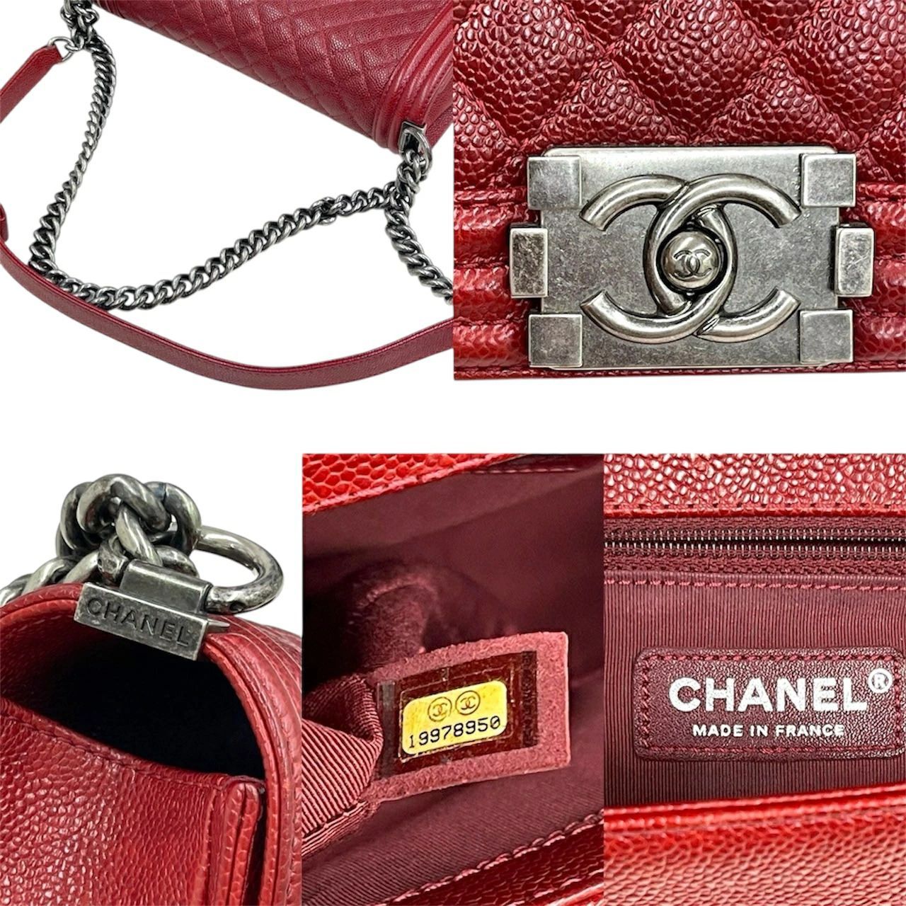 【匿名配送】CHANEL✨シャネル✨ボーイシャネル赤✨キャビアスキン✨美品✨ シャネル ボーイシャネル キャビアスキン マトラッセ ディープ