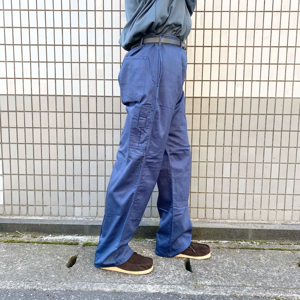 ユーロ ワークパンツ ヘリンボーン ストレート SANFOR サイズ：W48 L32 ネイビー - メルカリ