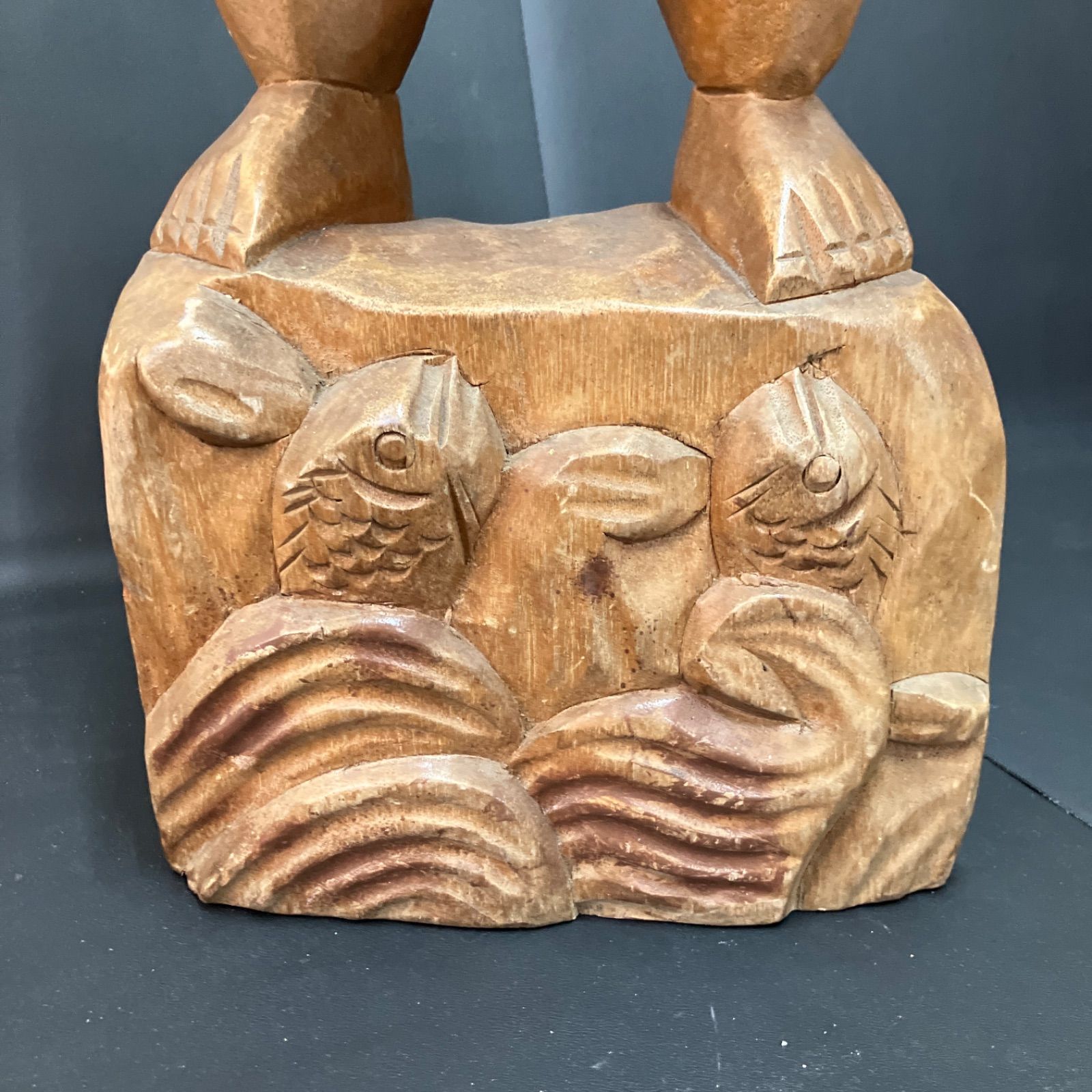 全長約90cm 七福神 木彫りのかなり大きくて立派な恵比寿様です