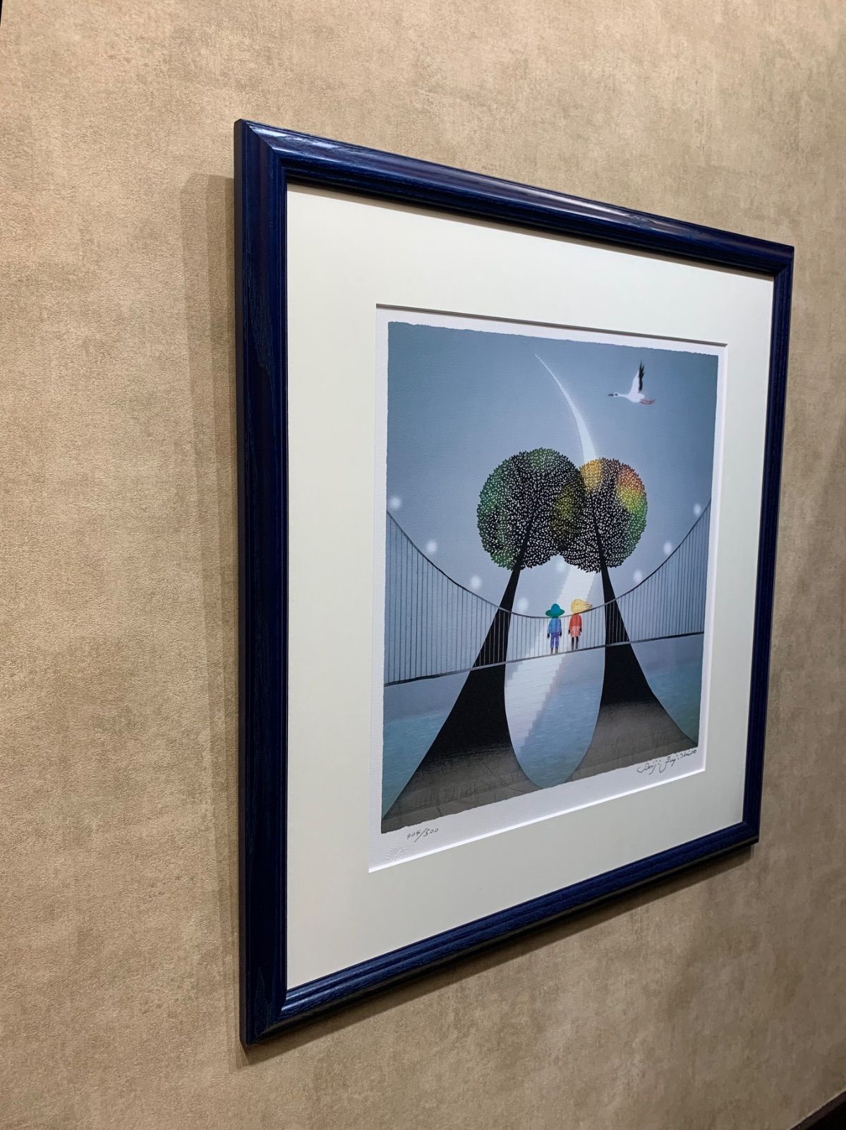 値下げ‼️藤城清治　未来へ向けての美しい橋 額付】【真作】未来へ向けての美しい橋 藤城清治 Fujishiro