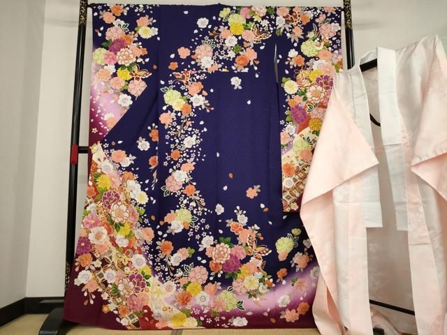 平和屋着物○豪華振袖・長襦袢(無双仕立て)セット 花毬文 暈し