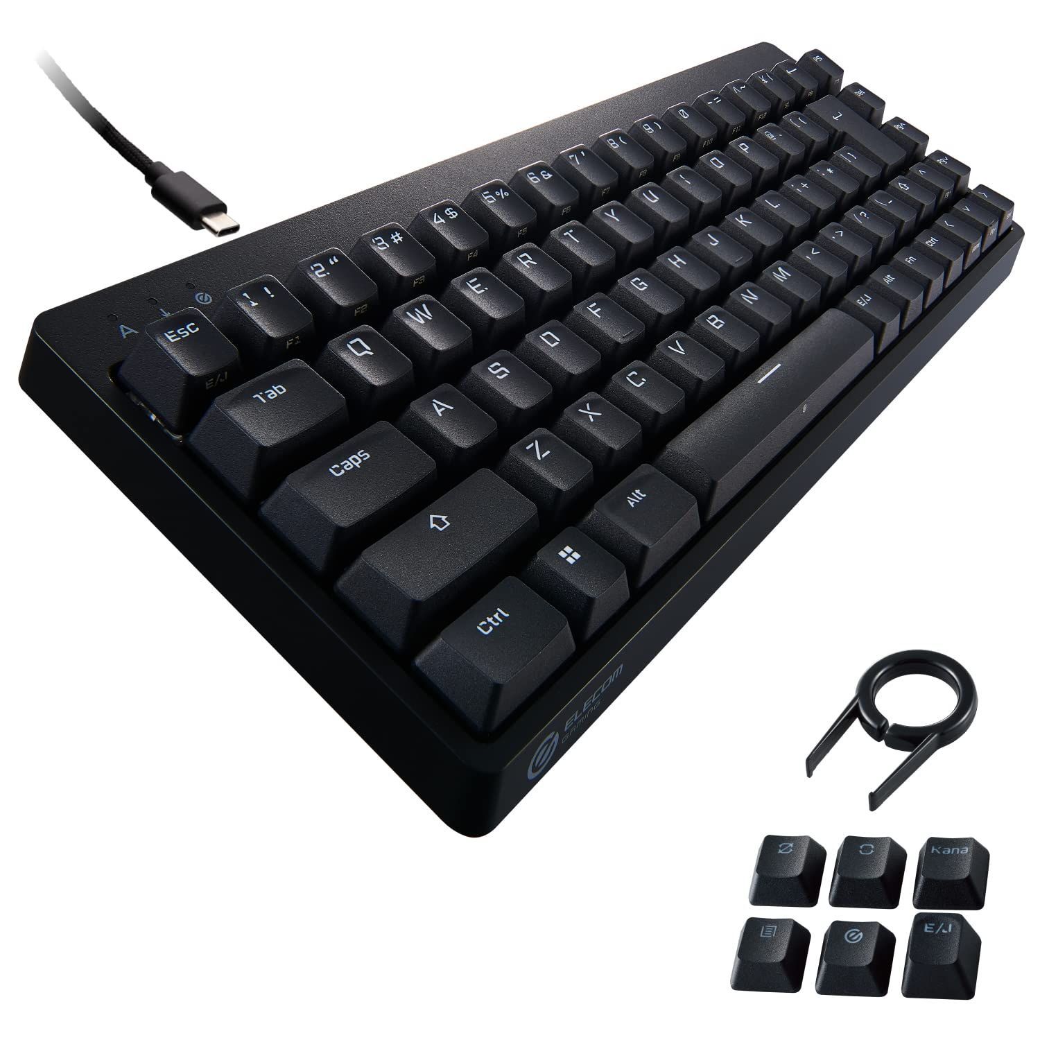 【数量限定】ネオクラッチキーキャップ メカニカル 65%サイズ 銀軸 テンキーレス 有線 スピードリニア VK2S USBポート搭載 V-custom ゲーミングキーボード TK-VK2SBK エレコム