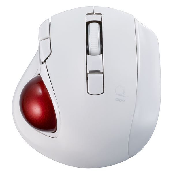 Digio2 無線 小型静音親指トラックボール 5ボタン レーザー MUS-TRLF224W ホワイト