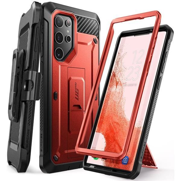 Galaxy S22Ultra[SC-52C/SCG14]_レッド SUPCASE Galaxy S22Ultra ケース 5G 2022年 [ SC-52C/SCG14 ] 米軍MIL規格取得 腰掛けクリップ付属 スタンド機能 耐衝撃 防塵 保護 ケース U