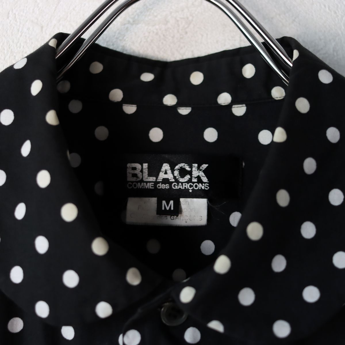 日本製 ブラック コムデギャルソン BLACK COMME des GARCONS ドット柄 水玉 シャツ size M