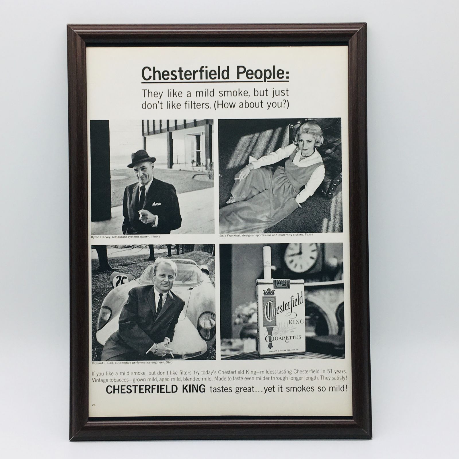 貴重な当時物 ビンテージ 広告 ポスター 『 チェスターフィールド 』 1960's オリジナル フレーム付 アメリカ レトロ 輸入雑貨 ヴィンテージ  アドバタイジング 390mm × 283mm ( AZ784 ) - メルカリ