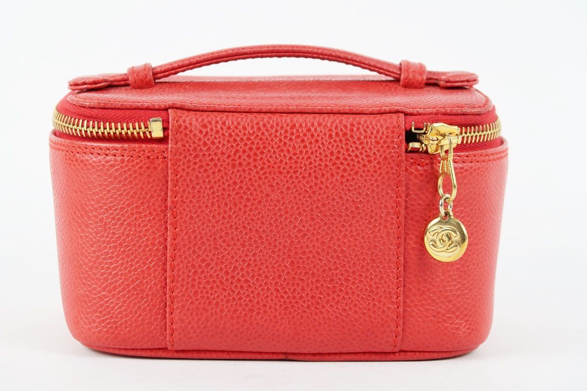CHANEL⭐︎バニティ赤⭐︎キャビアスキン 美品】CHANEL シャネル キャビアスキン バニティバッグ ハンド レッド