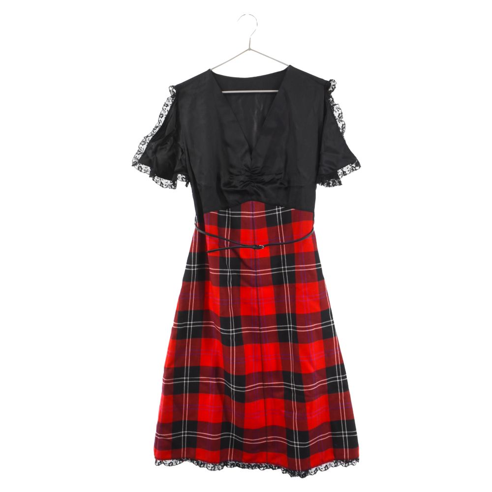 miumiu (ミュウミュウ) ノースリーブ レース チェック柄 ワンピース  