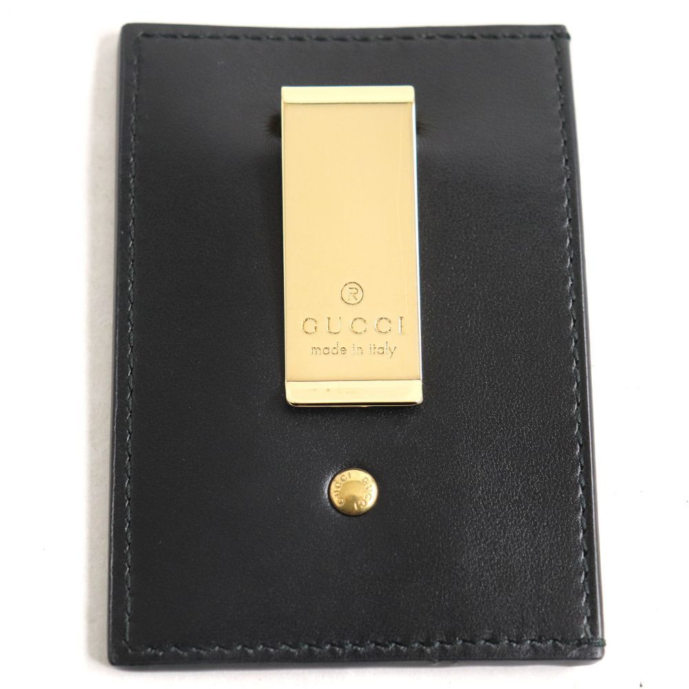 グッチ GUCCI マネークリップ 極美品▽GUCCI グッチ 547594 ロゴ入り マネークリップ付 レザー