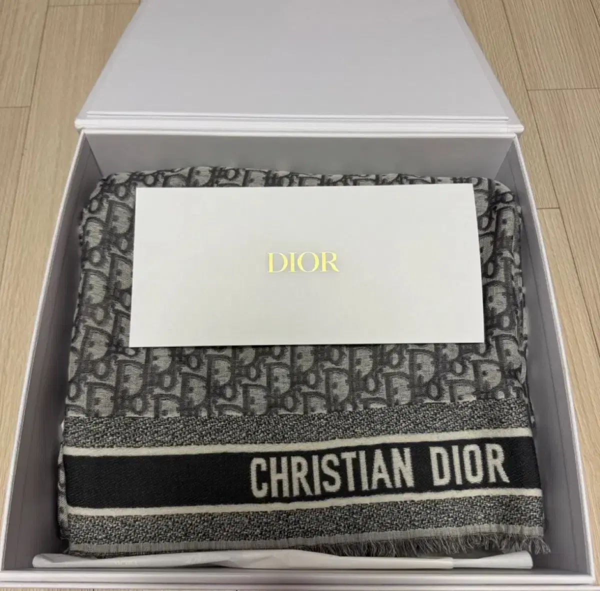 ディオール オブリーク ショール ウール シルク コットン グレー