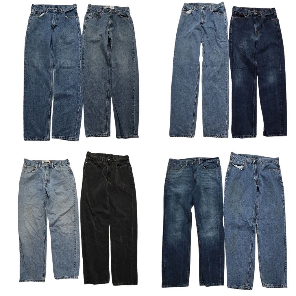 古着卸 まとめ売り リーバイス 550 デニム パンツ 8枚セット メンズ 30 |32 |34 インディゴブルー ブラック ヒゲ 古着 NC1265