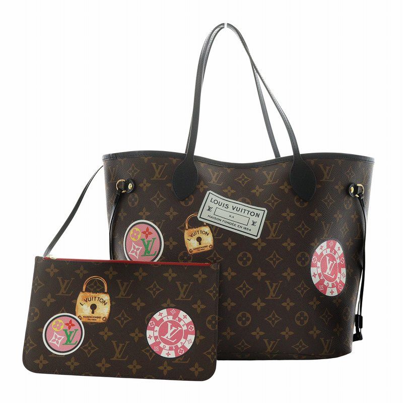 ルイヴィトン LOUIS VUITTON ネヴァーフルMM マイモノグラム ワールドツアー M42844 トートバッグ ショルダーバッグ 肩掛け ヴィヴィエンヌ PVC ステッカープリント 茶 ブラウン |KW GY12 OH