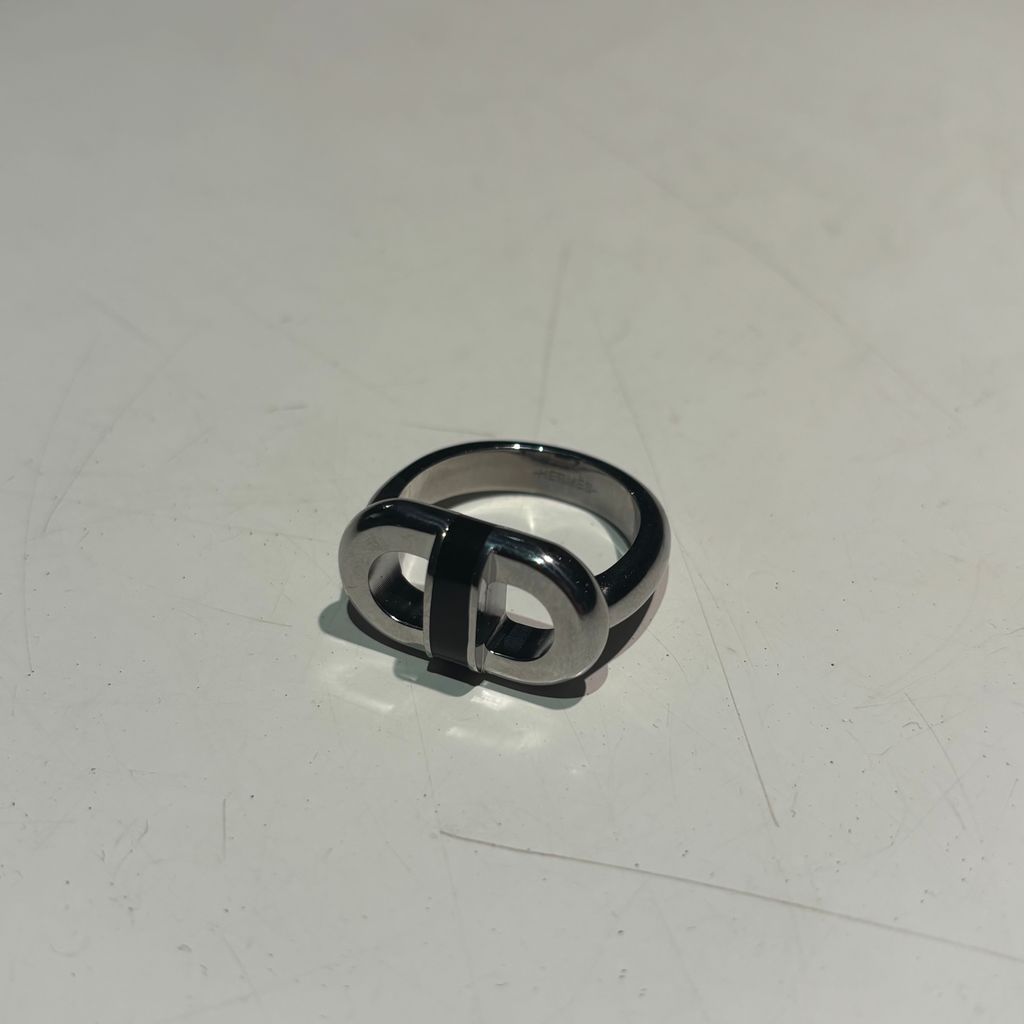 HERMES エルメス Maillon Ring マイヨン リング 指輪 シルバー HERMES シルバーリング (14号) マイヨン リング 56 ブラック