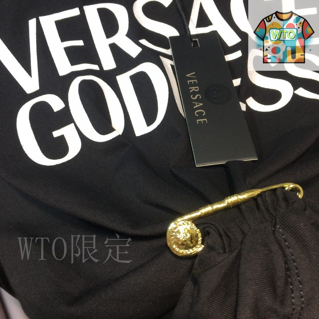 今日WTO】VERSACE ヴェルサーチ ロゴ字母ピン?結び飾り 褶? 露腰