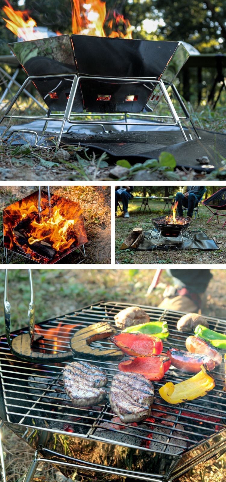 焚き火台セット BBQ 収納バッグ付 ヘキサコンロ 焚火台 焚き火台 バーベキューコンロ コンロ 収納バッグ