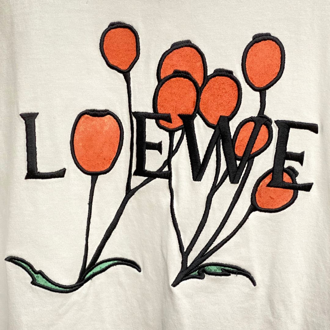 LOEWE 22SS White T-Shirt With Brand Name Embroidery ハーバリウム刺繍Tシャツ - メルカリ