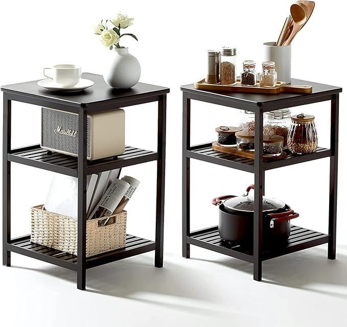 IBOOHOME ベッドサイドテーブル2個セット 竹製サイドテーブル ナイト