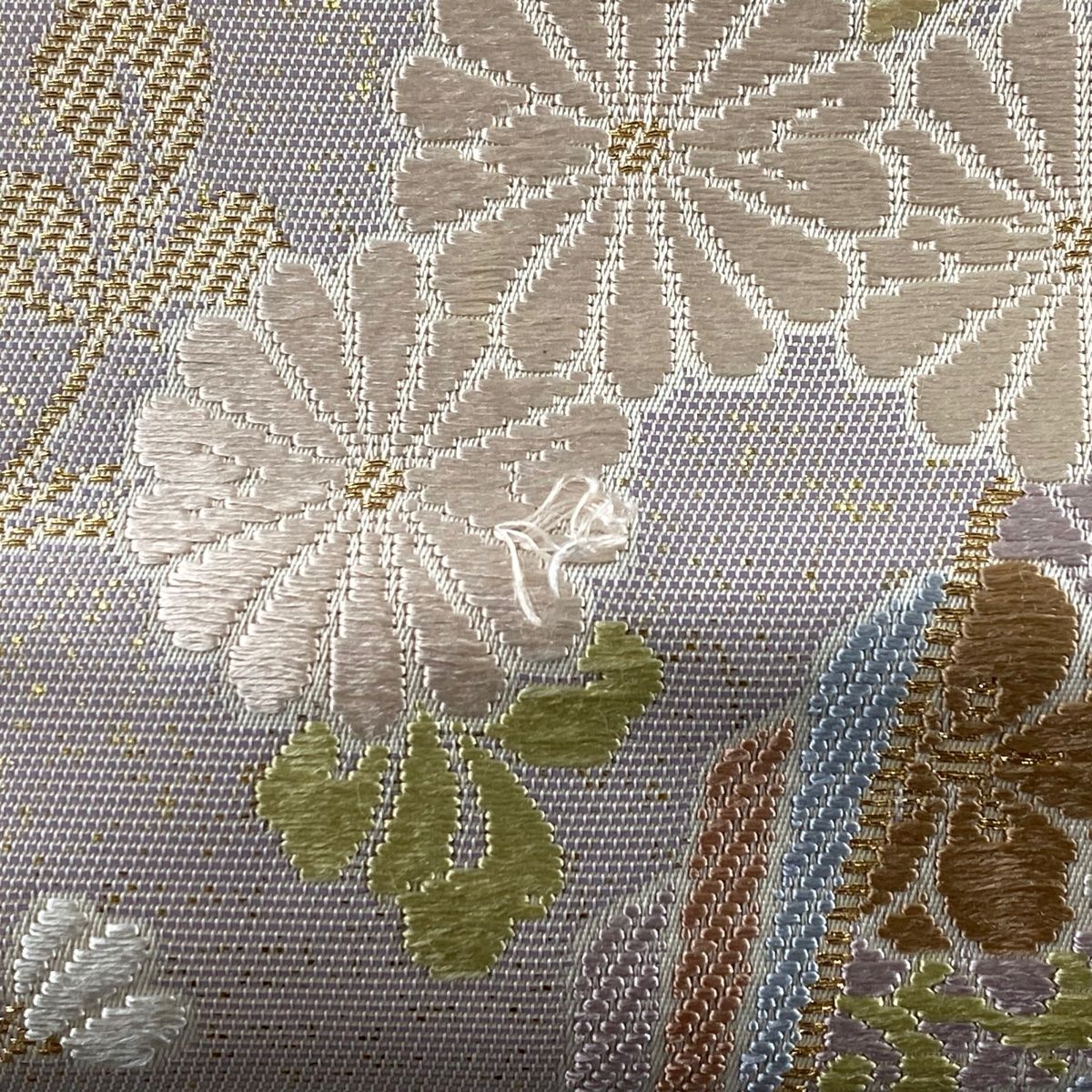 袋帯 秀品 御所車 菊 刺繍 金糸 灰紫 六通 正絹 【中古】 - メルカリ