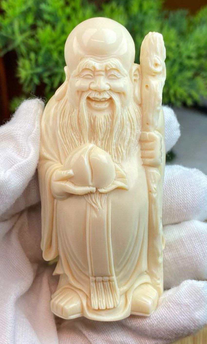 天然マンモス牙美しい手作り彫刻　2寿星公　置物 天然マンモス牙美しい手作り彫刻 2寿星公 置物 - メルカリ