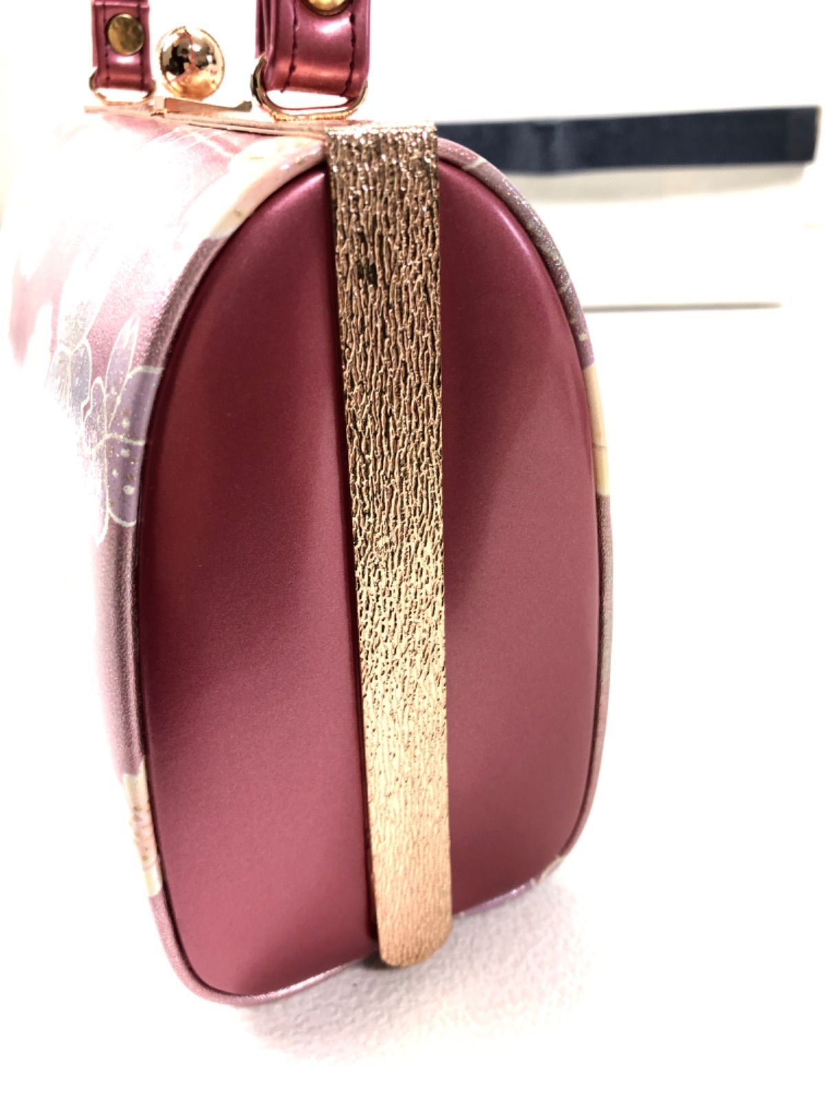 美品 シャンパンゴールド 花柄 和装用 バッグと草履セット 和装用バッグと