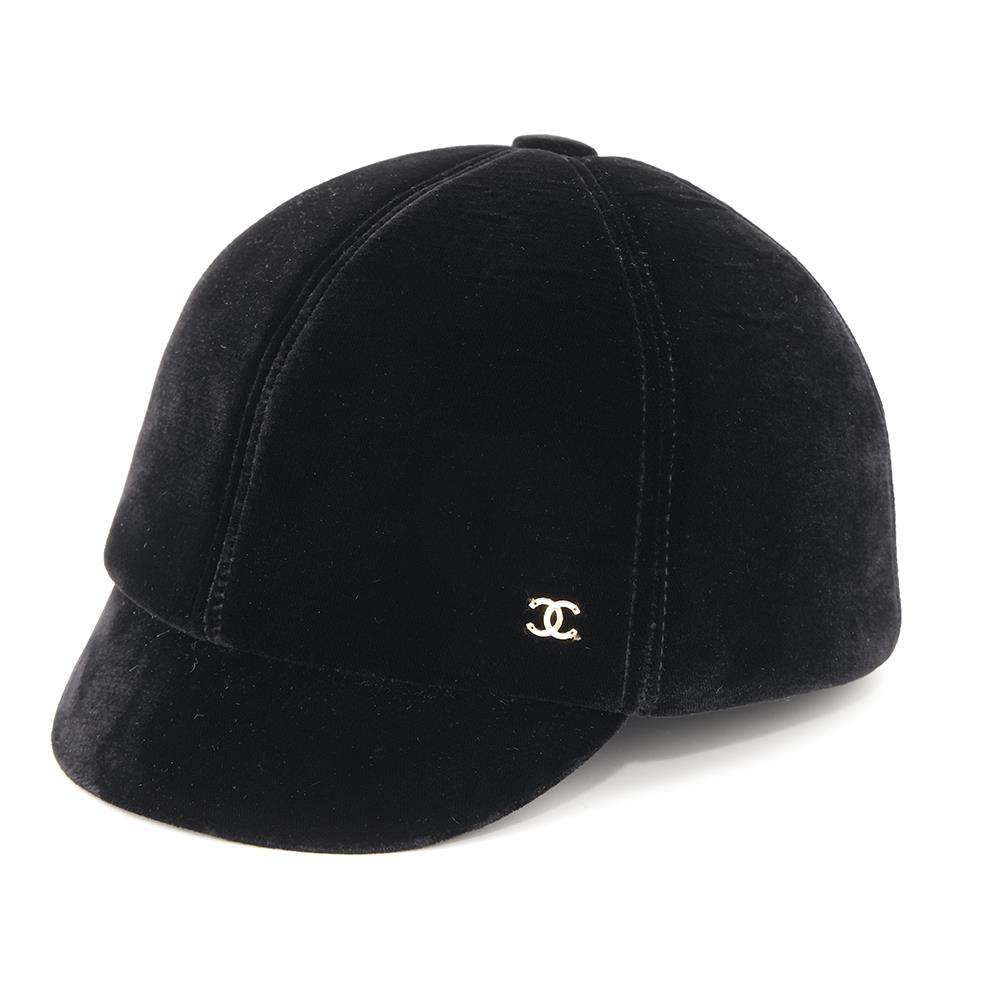 シャネル キャスケット ベロア ココマーク サイズL CHANEL 帽子 黒
