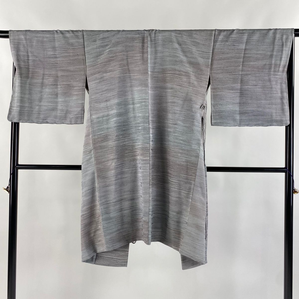 道中着 身丈102.5cm 裄丈68.5cm L 和装コート 地紋 ぼかし 灰色 正絹