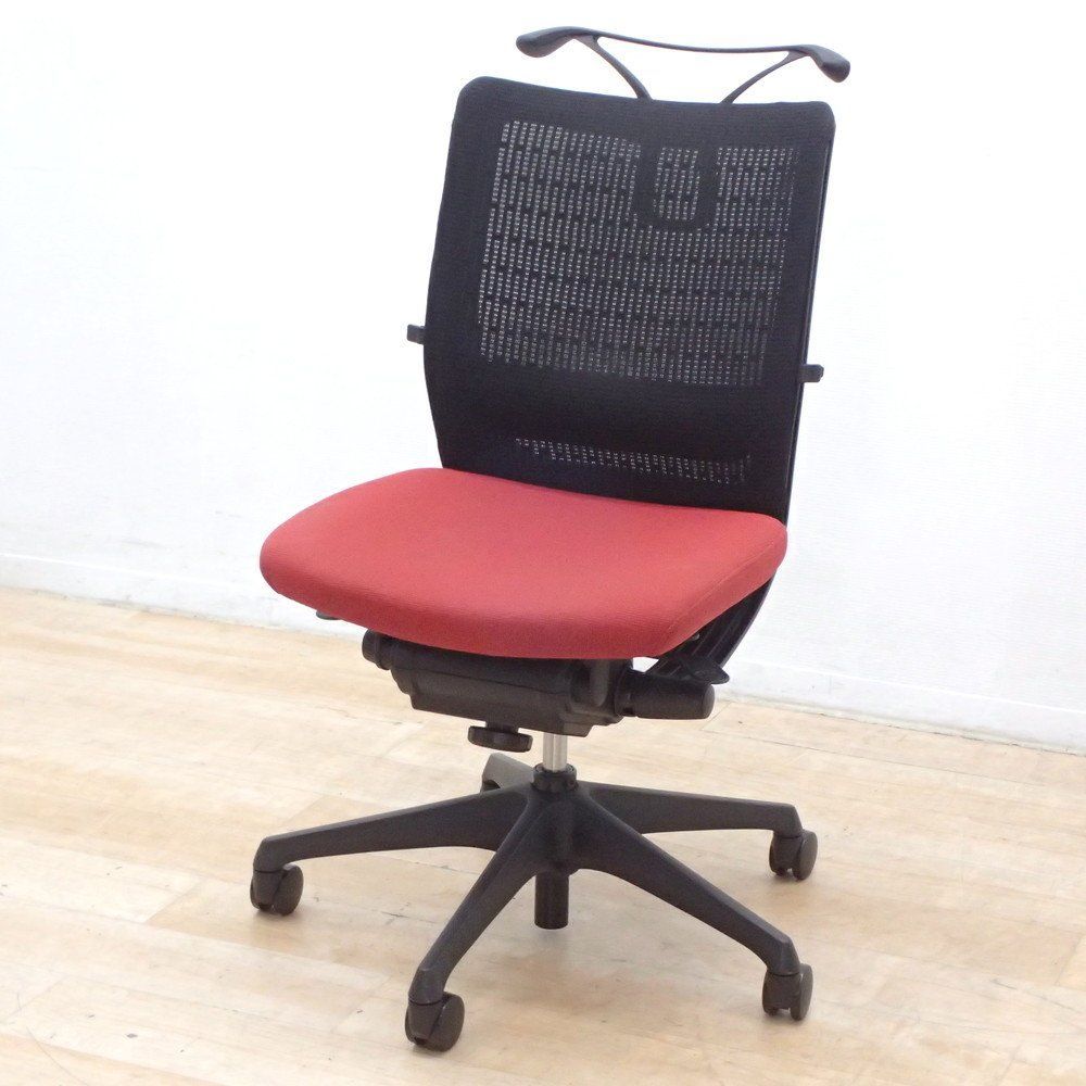 在庫多数 オカムラ ヴィスコンテ 肘無オフィスチェア CWA5ZD FBA9 レッド ハンガー 椅子 ローバック メッシュ EG18870 オフィス家具