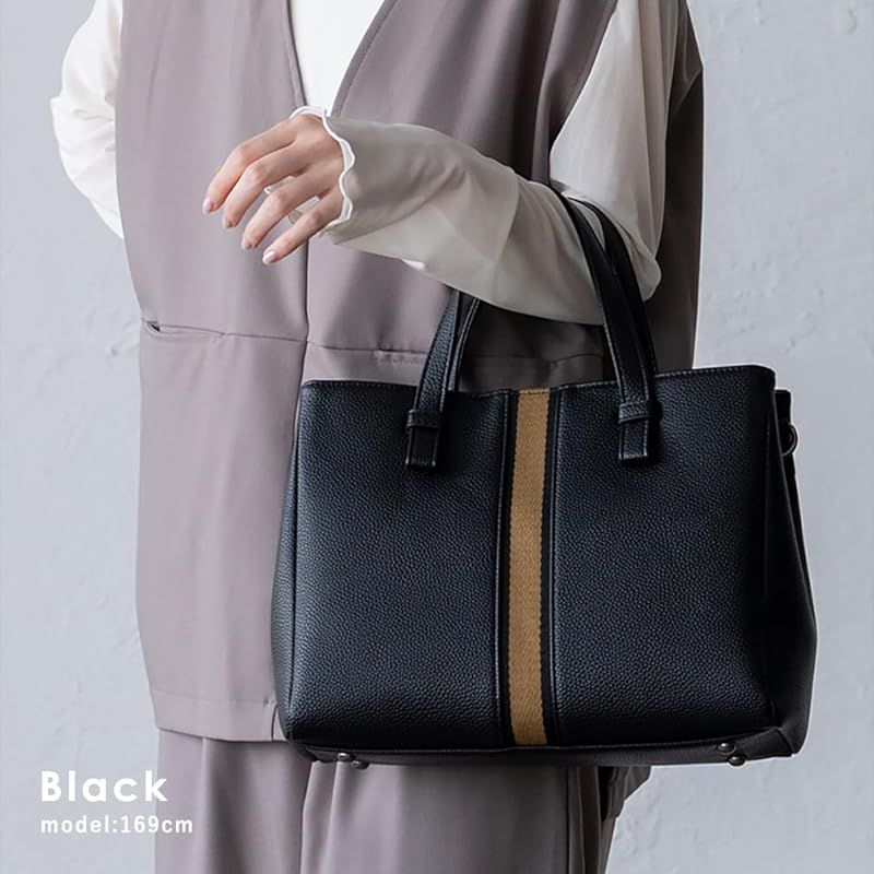 VITAFELICE ヴィータフェリーチェ ラインテープ2wayトートバッグ レディース inb-10177p ブラック 0