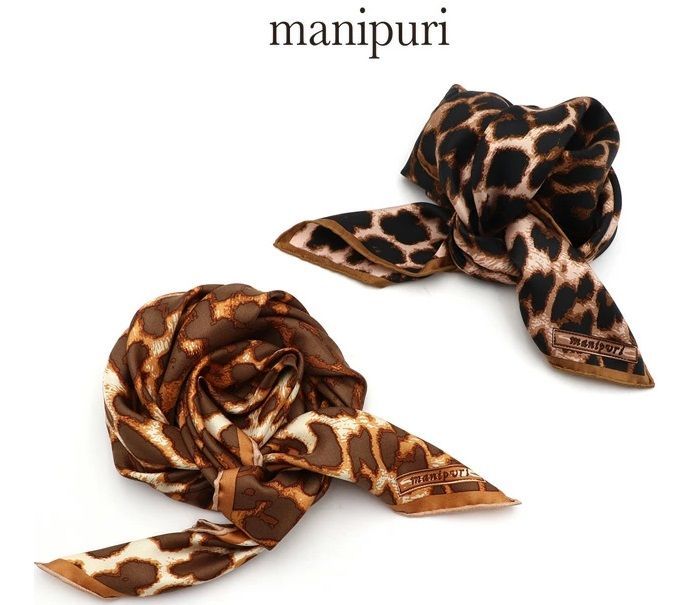 manipuri(マニプリ) ＜シルクスカーフ65＞ レオパードベグ 0131330020 lignt beige