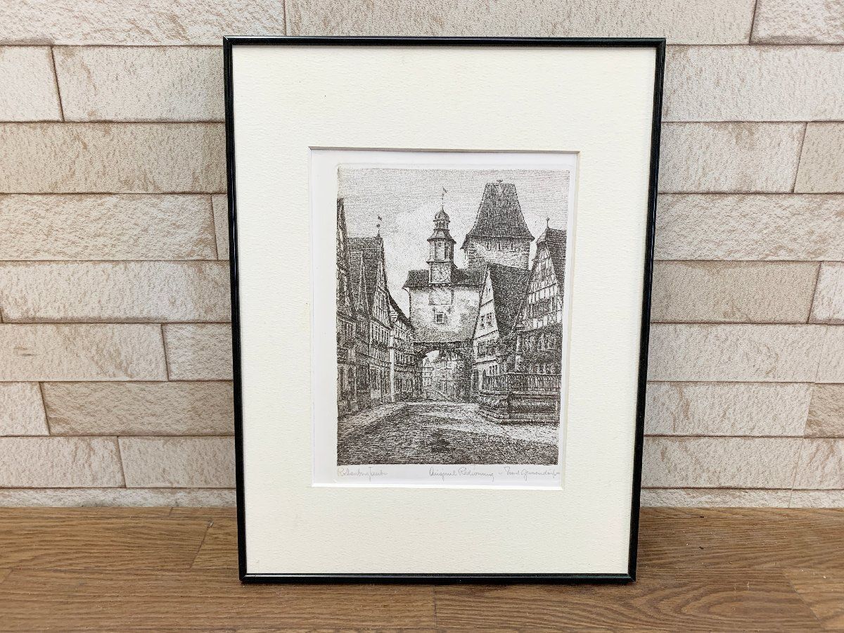 絵画 エルンスト ガイセンドルファー ヴィンテージアート ドイツ 風景画 鉛筆サイン入り 版画 アート ラディエルング 額装 他116