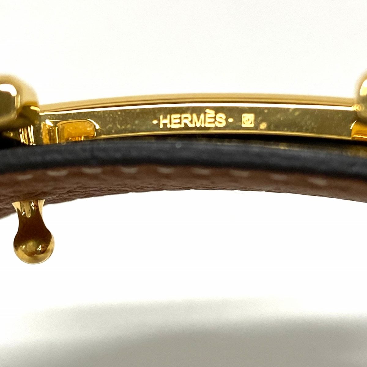 HERMES(エルメス) ベルト美品 Hベルト 黒×ゴールド リバーシブル/ゴールド金具 レザー×金属素材