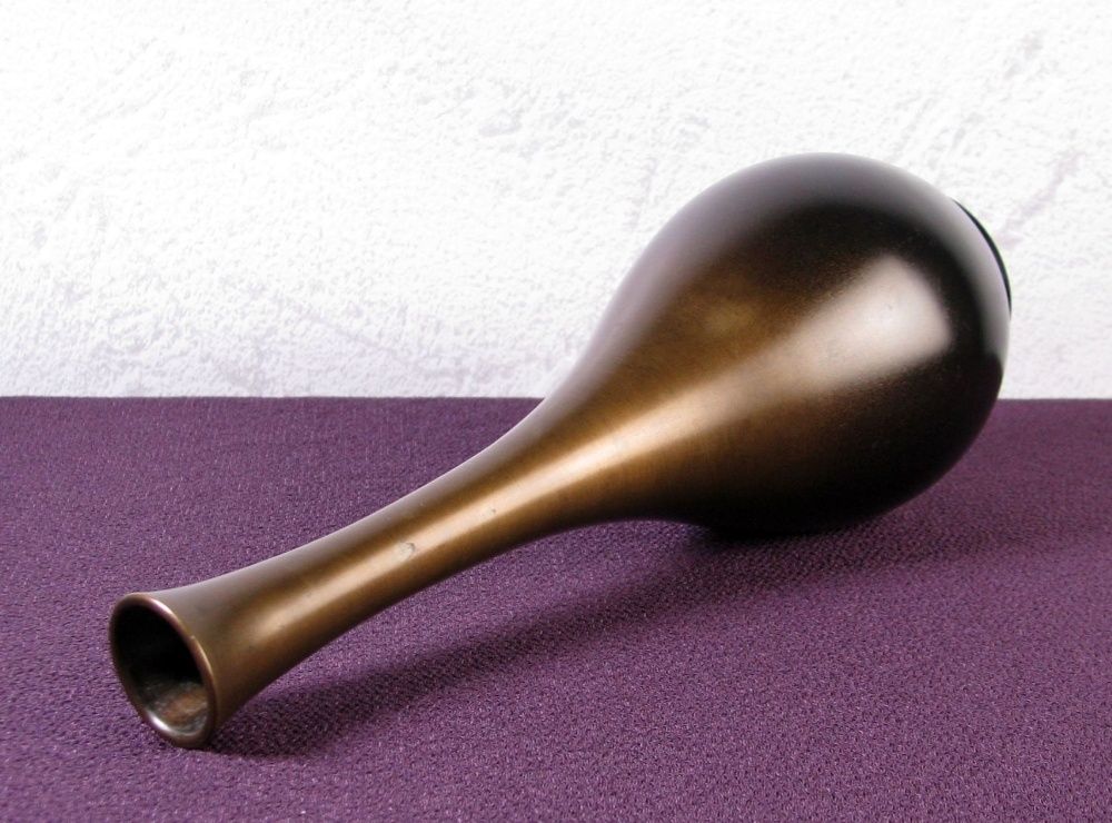 一ノ瀬宗辰作 唐銅鶴首花入 高さ：22.5cm 共箱・栞付 美品