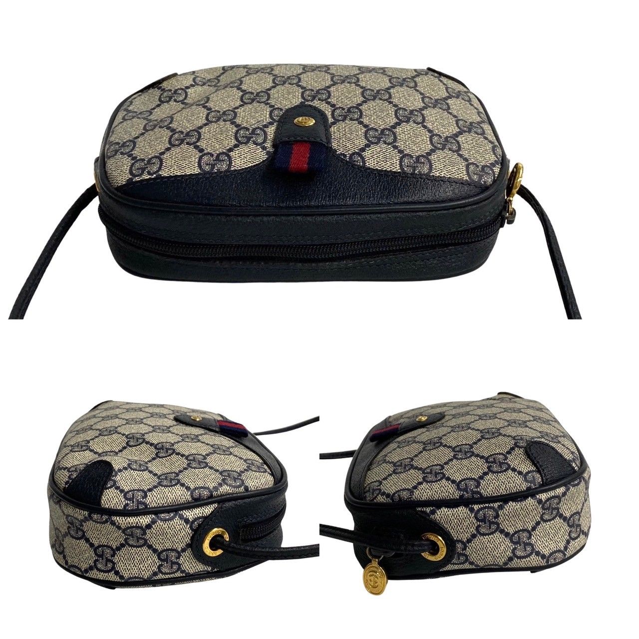 オールドグッチ ショルダーバッグ シェリーライン レザー ブラック G金具 グッチ GUCCI オールドグッチ シェリーライン ショルダー バッグ