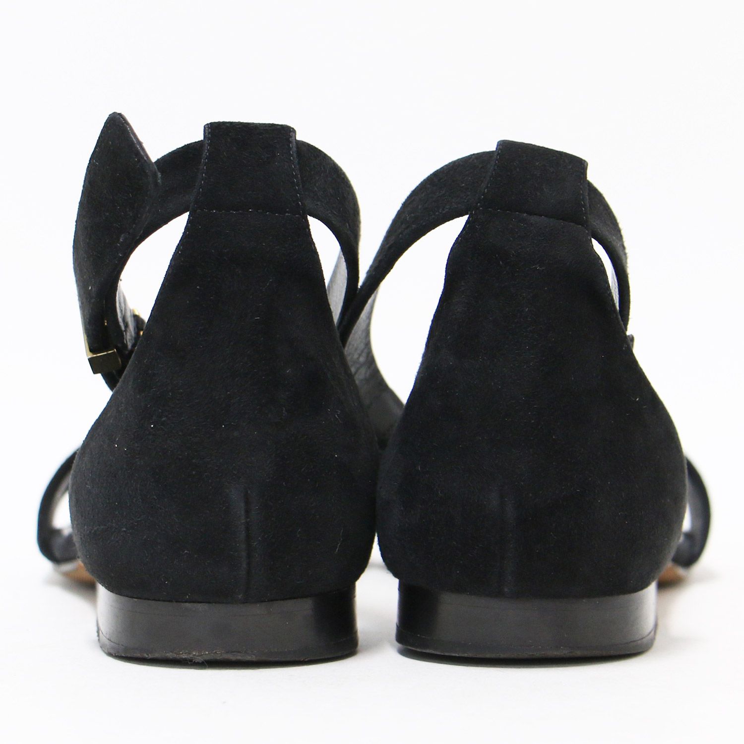 CELINE セリーヌ サンダル フラットサンダル ブラック×ゴールド