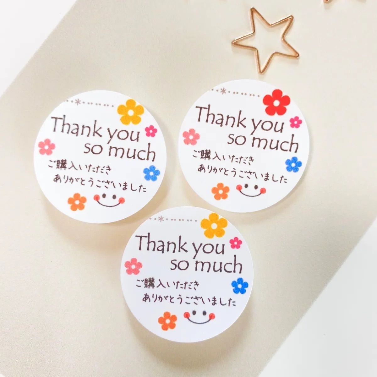 No.137サンキューシール48枚ハンドメイドありがとうシールショップ