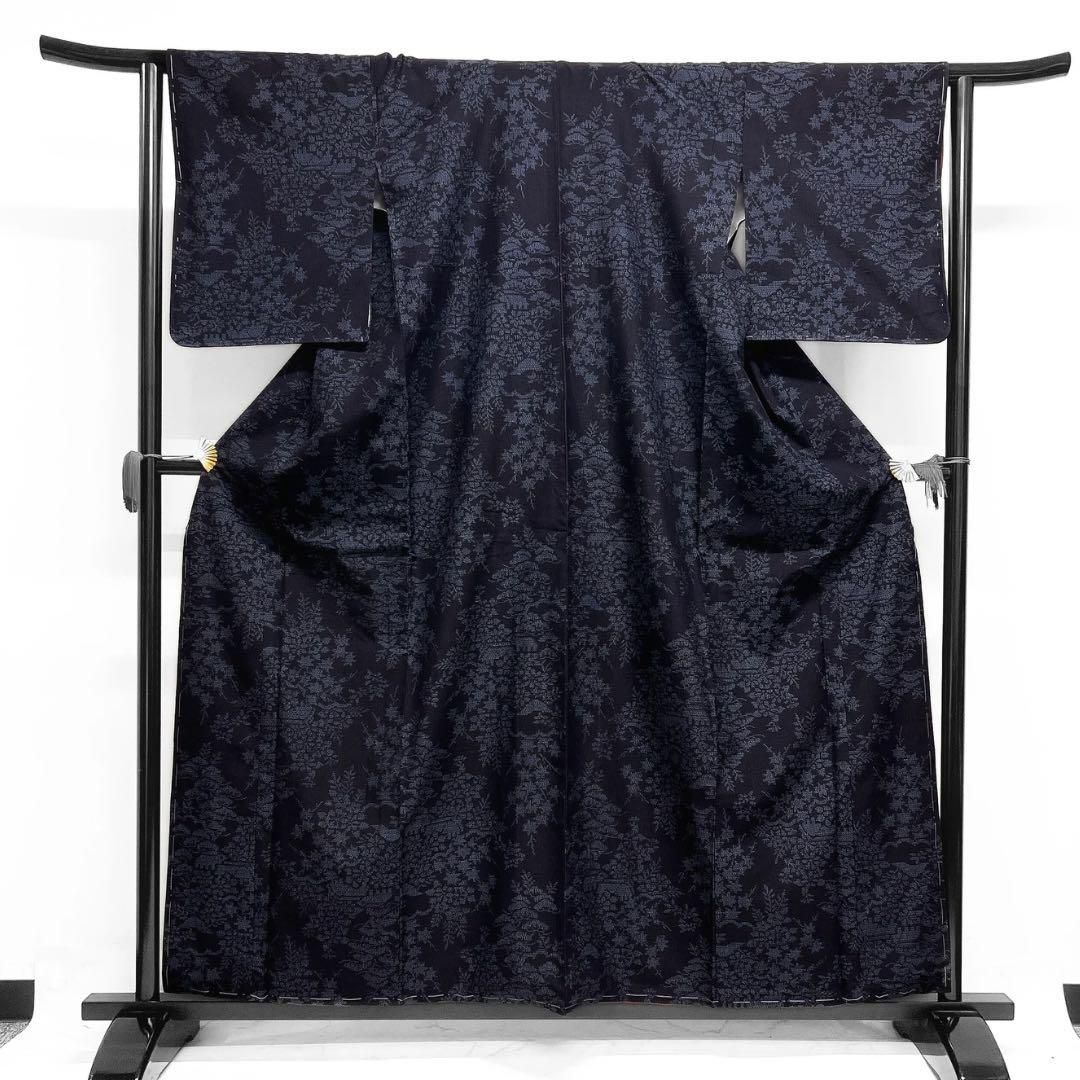 未着用 小紋 本場結城紬 茶屋辻 松 楓 菊 家屋 着物 015a d - メルカリ