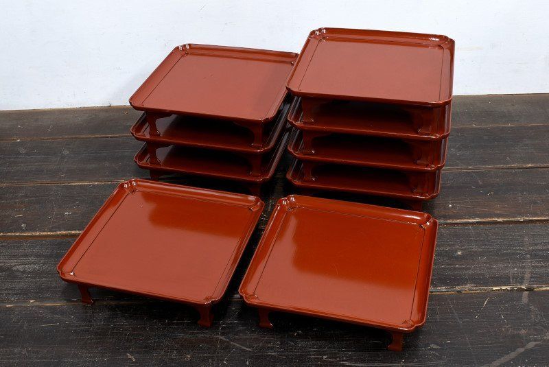 蔵C9891a 木製 懐石道具 懐石膳 足付盆 九客 時代