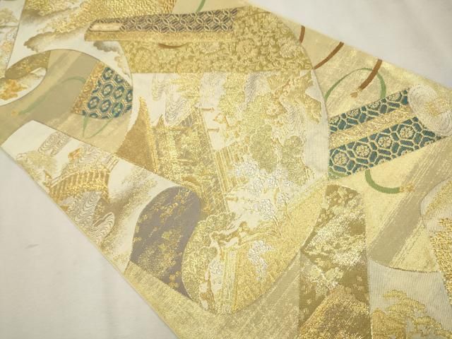 平和屋着物○西陣 川島織物 六通柄 本袋帯 絵巻流水風景文 金銀糸 正絹  