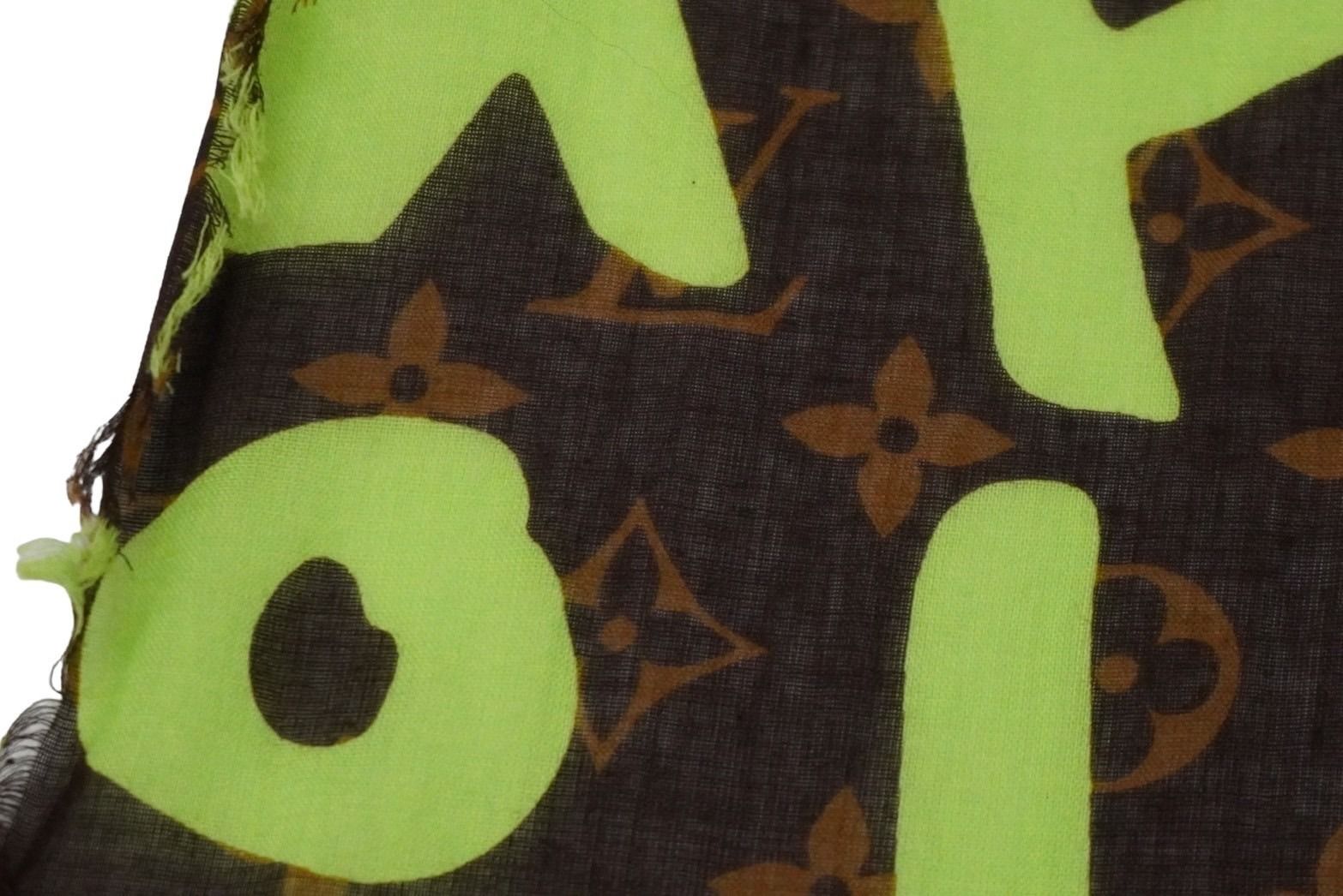 LOUIS VUITTONモノグラム グラフィティ スカーフ ヴェールグリーン  