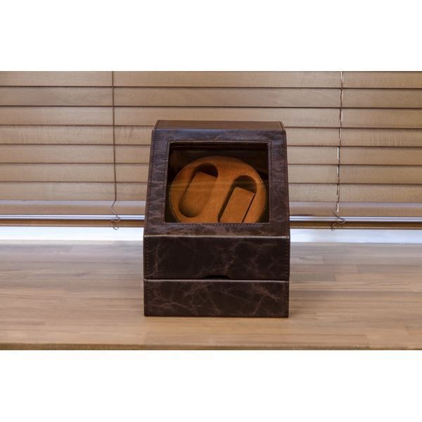 ワインディングマシーン 時計用収納ボックス ブラウン 合成皮革 合皮 マブチモーター使用