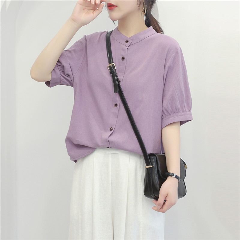 tシャツ レディース 半袖 夏 ゆったり かわいい 薄手 おしゃれ 大きいサイズ 無地 ブラウス トップス 綿麻 プルオーバー カットソー チュニック リネン混 ブラウス 半袖 レディース 綿麻混風 無地 シャツブラウス