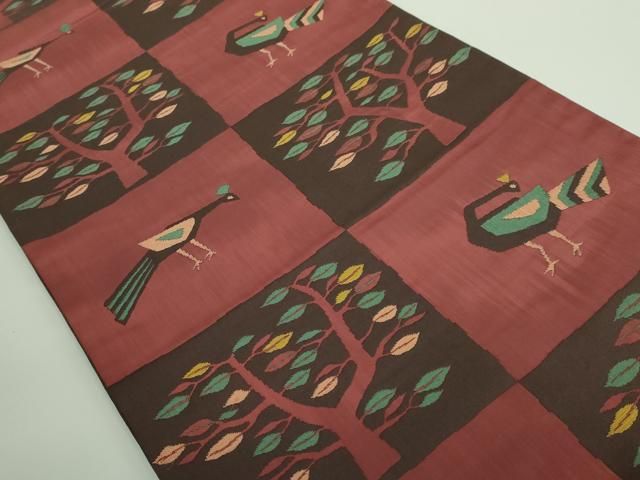 平和屋着物■極上　名門木屋太　今河織物　六通柄袋帯　樹　鳥　逸品　DZAA8992kh5 平和屋着物□極上 名門木屋太 今河織物 六通柄袋帯 樹 鳥 逸品