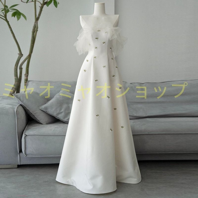 ♥ 2025 カラードレス ロングドレス パーティードレス 白 ホワイト チューブトップ フリル ライトドレス コンサート イブニングドレス 二次会 フォーマル 発表会 演奏会 花嫁 結婚式