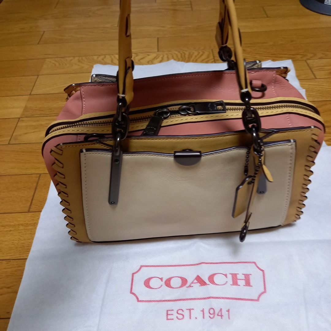 コーチ COACHドリーマーカラーブロック ウィップ ステッチレザー www