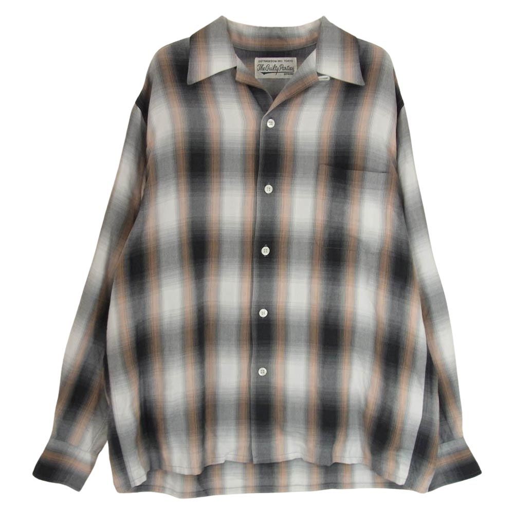 WACKO MARIA ワコマリア OMBRE CHECK OPEN COLLAR SHIRT オンブレチェック オープンカラー 長袖 シャツ マルチカラー系 S【中古】