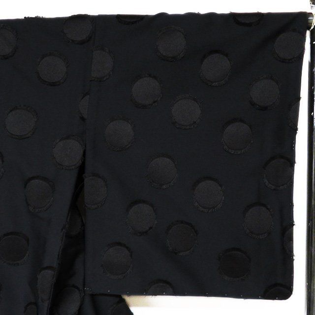 播包 新品 播州織 着物 木綿 ポリエステル 単衣 カジュアル 水玉模様 黒色 身丈168cm 裄68cm L トール きもの北條 A1086-12 播包 新品 播州織 着物 木綿 ポリエステル 単衣 カジュアル 水玉模様